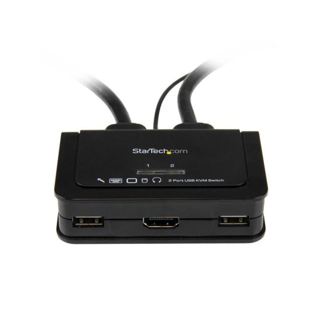 StarTech.com - Conmutador Switch KVM 2 puertos HDMI USB Audio con Cables Integrados - 1080p