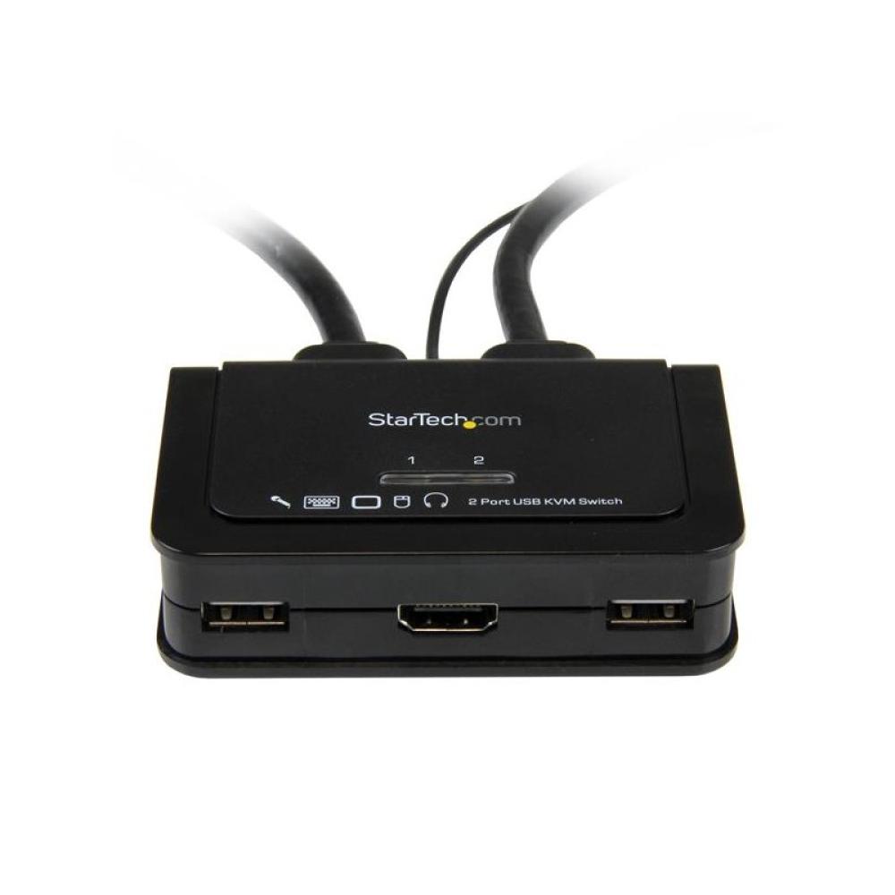 StarTech.com - Conmutador Switch KVM 2 puertos HDMI USB Audio con Cables Integrados - 1080p