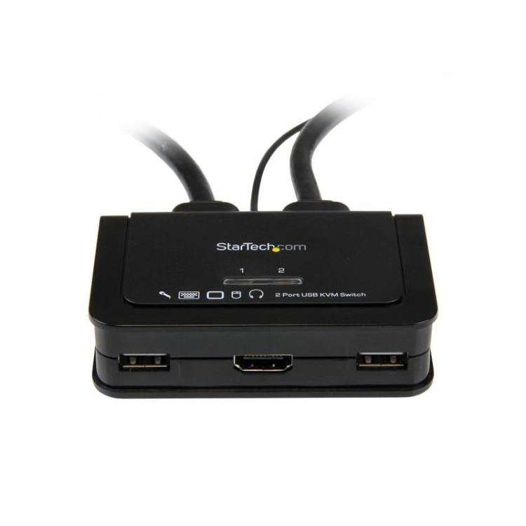 StarTech.com - Conmutador Switch KVM 2 puertos HDMI USB Audio con Cables Integrados - 1080p