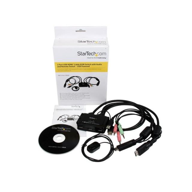 StarTech.com - Conmutador Switch KVM 2 puertos HDMI USB Audio con Cables Integrados - 1080p
