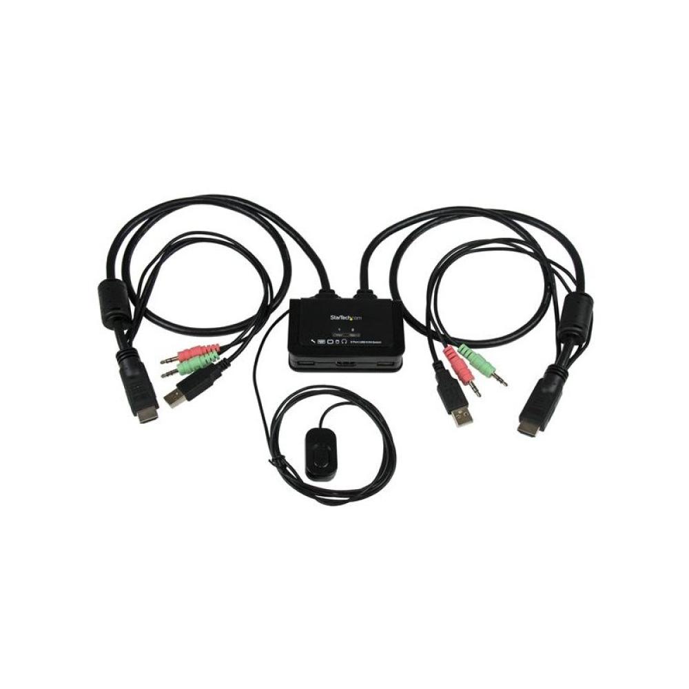 StarTech.com - Conmutador Switch KVM 2 puertos HDMI USB Audio con Cables Integrados - 1080p