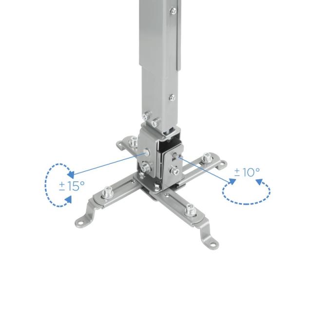 TooQ - SOPORTE UNIVERSAL INCLINABLE DE TECHO PARA PROYECTOR PLATA