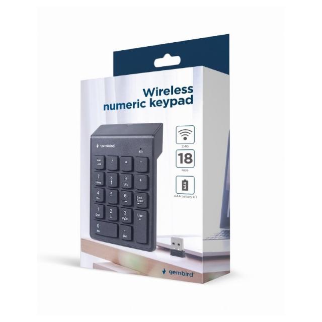 Gembird - KPD-W-02 teclado numérico Portátil/PC Bluetooth Negro