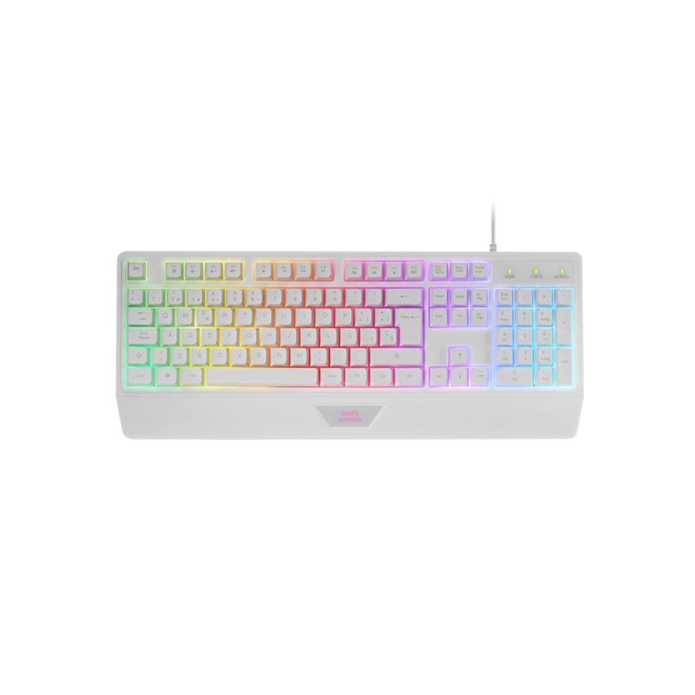 Mars Gaming - MCP124, Combo Gaming 3en1, Teclado Ergonómico H-Mech LED RGB, Ratón RGB 3200DPI Switches HUANO, Alfomb - MCP124WES