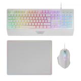 Mars Gaming - MCP124, Combo Gaming 3en1, Teclado Ergonómico H-Mech LED RGB, Ratón RGB 3200DPI Switches HUANO, Alfomb - MCP124WES