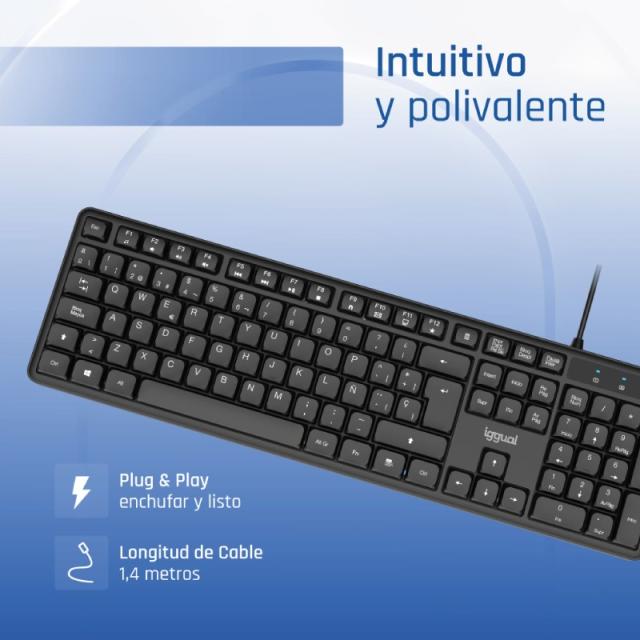 iggual - Teclado USB estándar CK-SILENT-105T negro