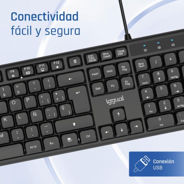 iggual - Teclado USB estándar CK-SILENT-105T negro