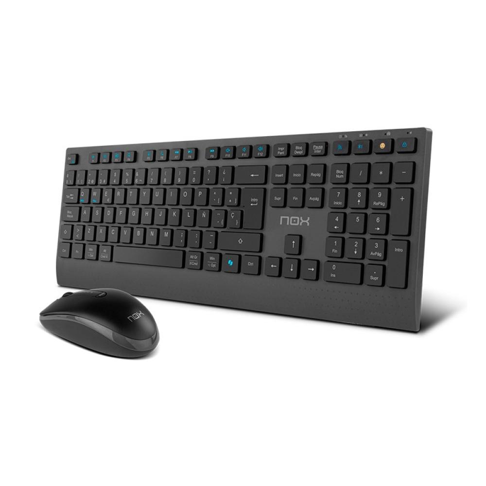 NOX - NXLITEDUOSP teclado Ratón incluido Hogar RF Wireless + Bluetooth QWERTY Español Negro