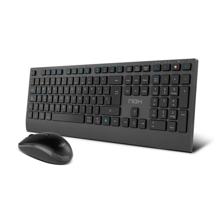 NOX - NXLITEDUOSP teclado Ratón incluido Hogar RF Wireless + Bluetooth QWERTY Español Negro