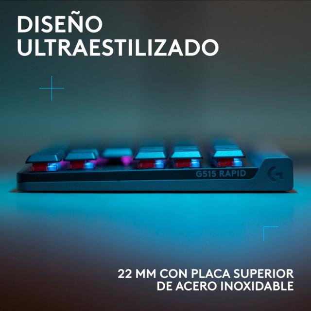 Logitech - G515 RAPID TKL, teclado con cable de perfil bajo para gaming, teclado para gaming en PC totalmente personalizable con