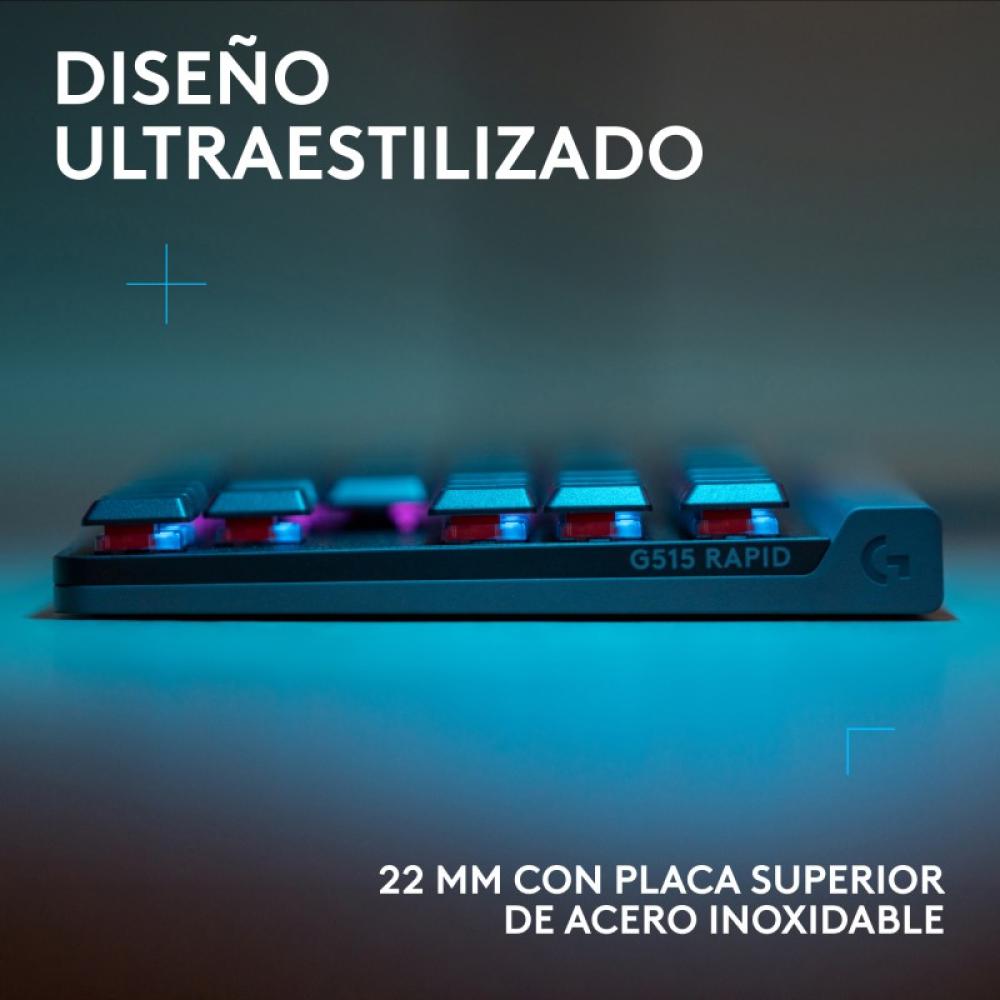 Logitech - G515 RAPID TKL, teclado con cable de perfil bajo para gaming, teclado para gaming en PC totalmente personalizable con