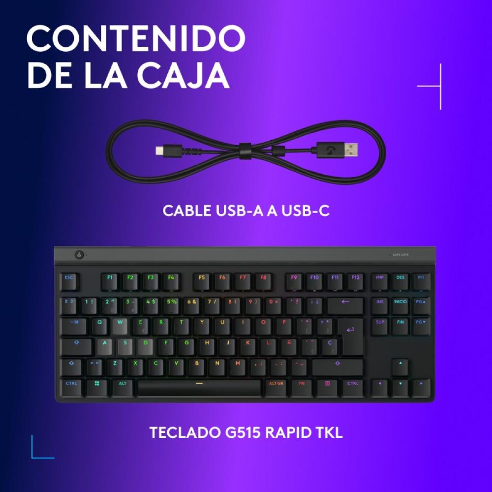 Logitech - G515 RAPID TKL, teclado con cable de perfil bajo para gaming, teclado para gaming en PC totalmente personalizable con