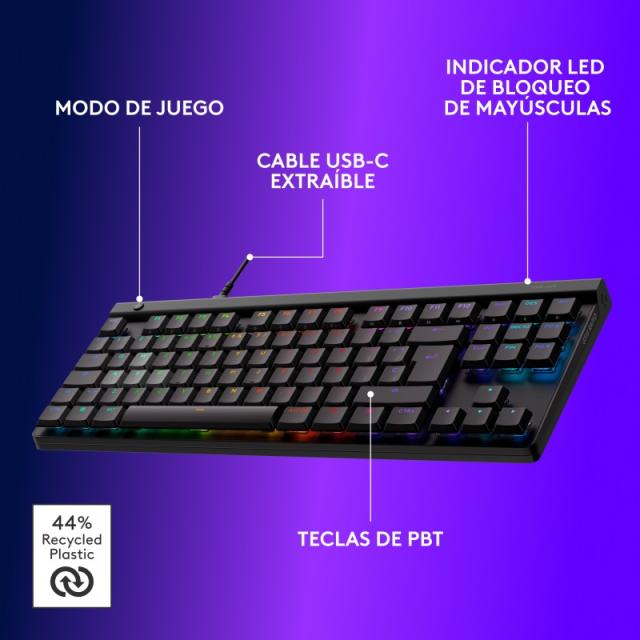 Logitech - G515 RAPID TKL, teclado con cable de perfil bajo para gaming, teclado para gaming en PC totalmente personalizable con