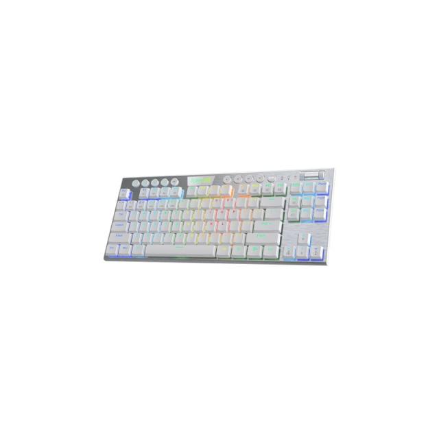 REDRAGON - K621W-RGB-SP RD teclado Juego USB + RF Wireless + Bluetooth QWERTY Español Plata, Blanco