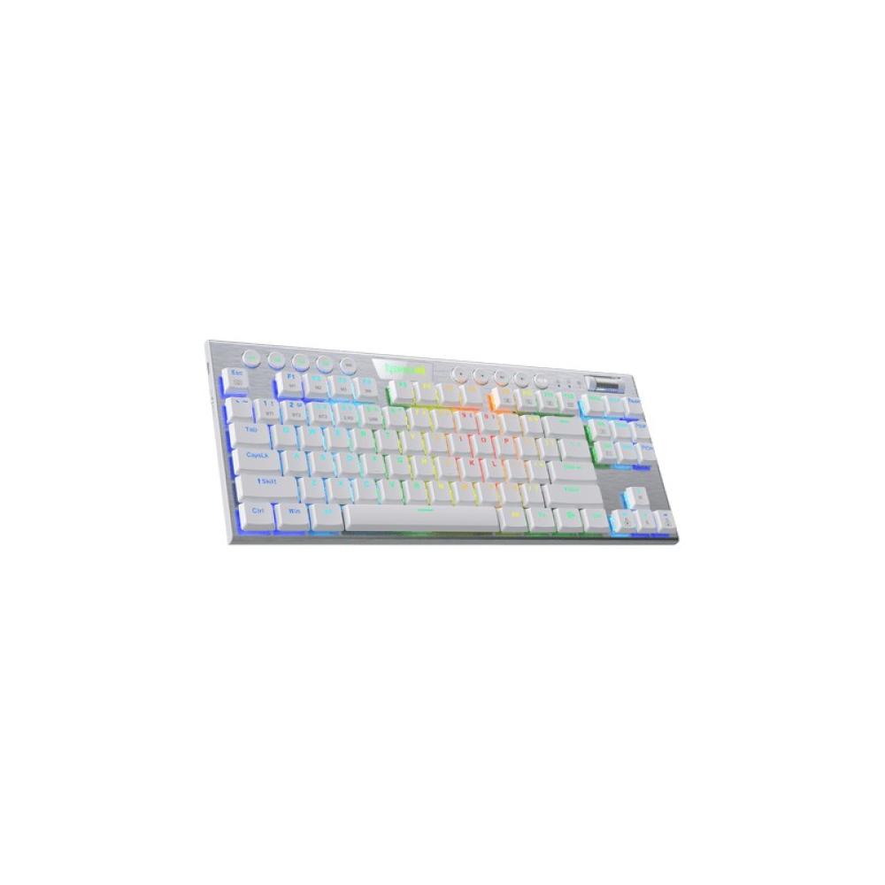REDRAGON - K621W-RGB-SP RD teclado Juego USB + RF Wireless + Bluetooth QWERTY Español Plata, Blanco
