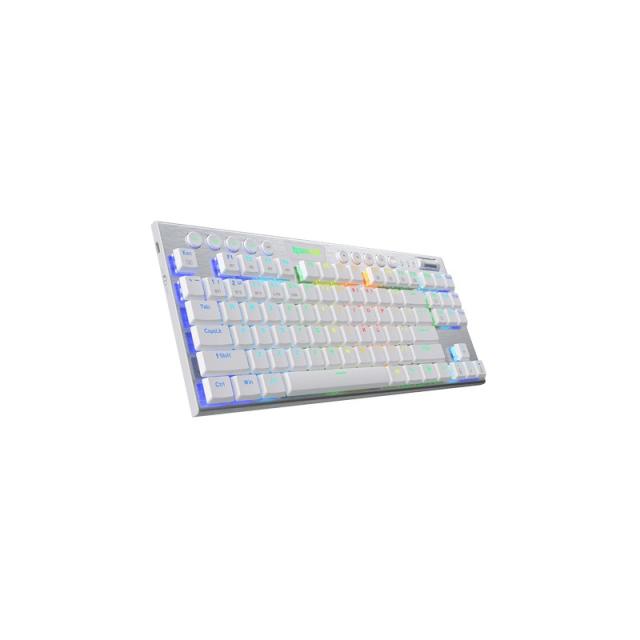 REDRAGON - K621W-RGB-SP RD teclado Juego USB + RF Wireless + Bluetooth QWERTY Español Plata, Blanco