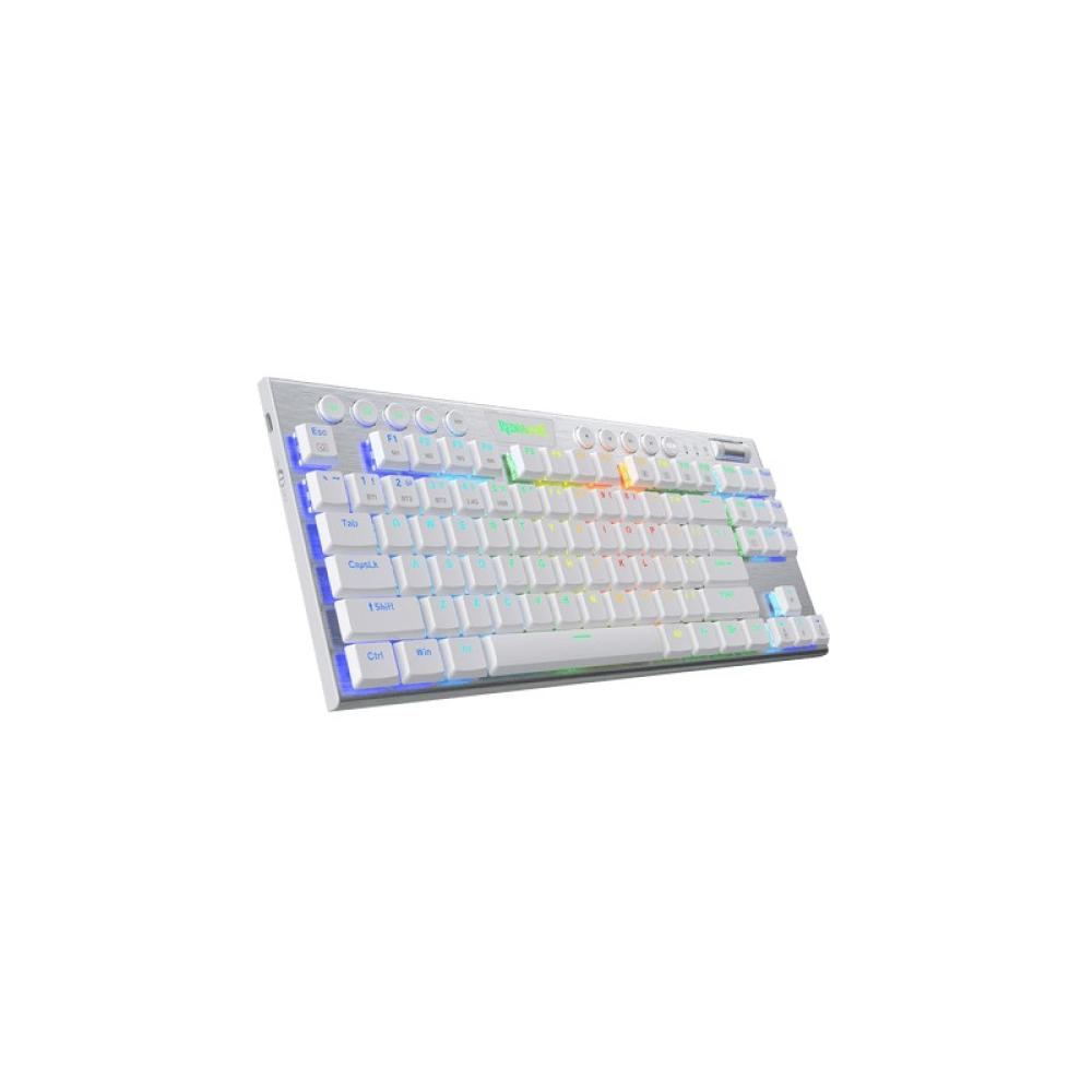 REDRAGON - K621W-RGB-SP RD teclado Juego USB + RF Wireless + Bluetooth QWERTY Español Plata, Blanco