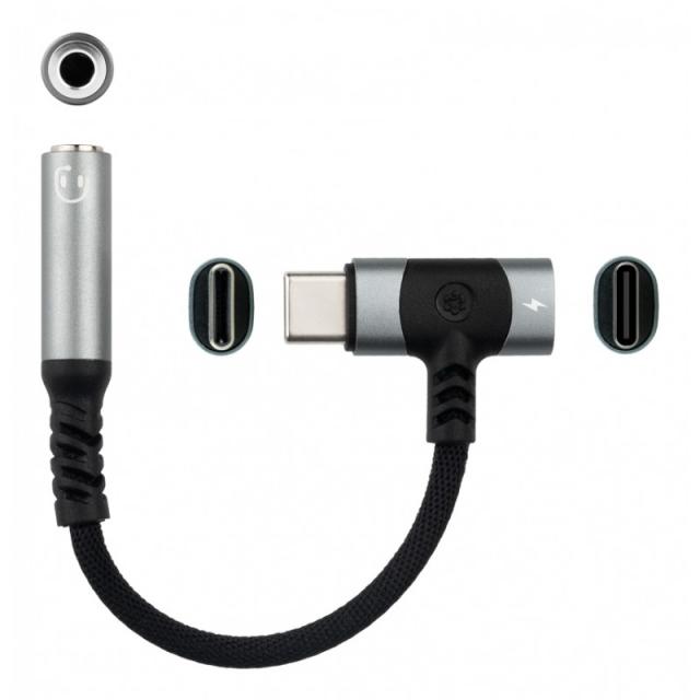 Nanocable - 10.24.1207 cambiador de género para cable USB-C + USB-C 3.5 mm Negro