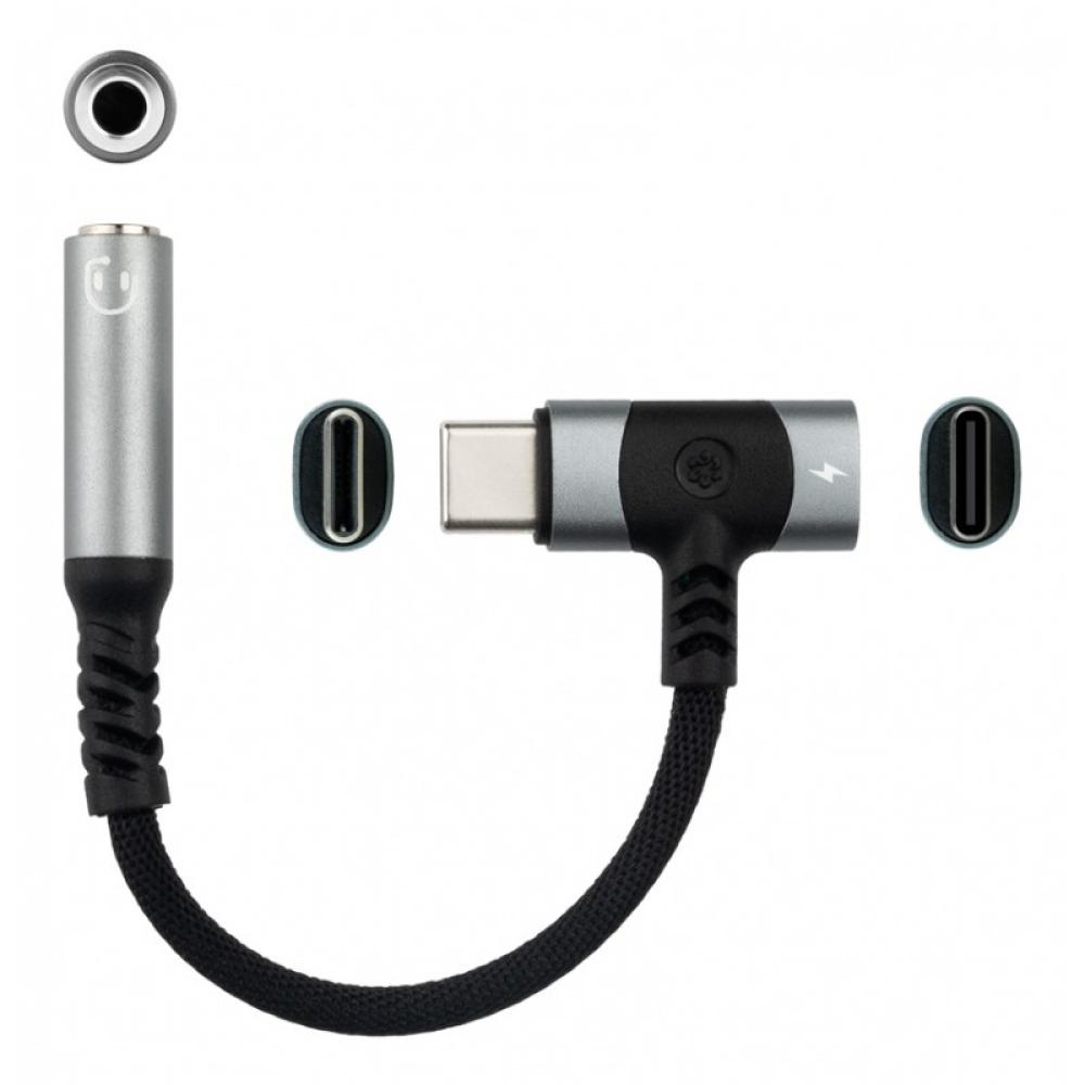 Nanocable - 10.24.1207 cambiador de género para cable USB-C + USB-C 3.5 mm Negro