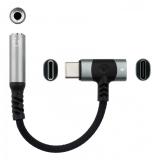 Nanocable - 10.24.1207 cambiador de género para cable USB-C + USB-C 3.5 mm Negro