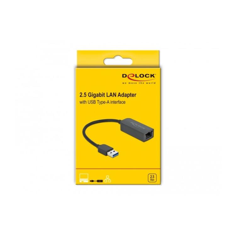 DeLOCK - Adaptador USB Tipo-A macho a 2,5 Gigabit LAN compacto