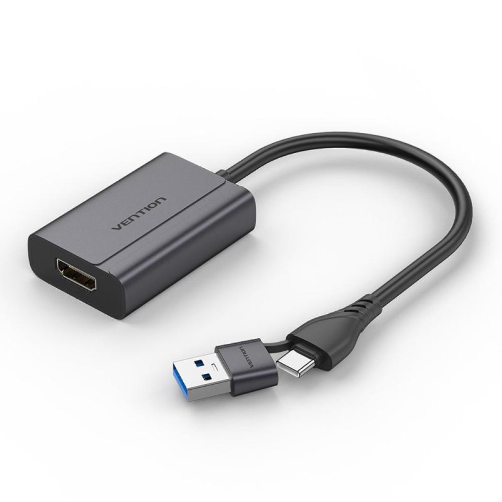 Vention - ACYHB cambiador de género para cable USB-C + USB-A HDMI Gris