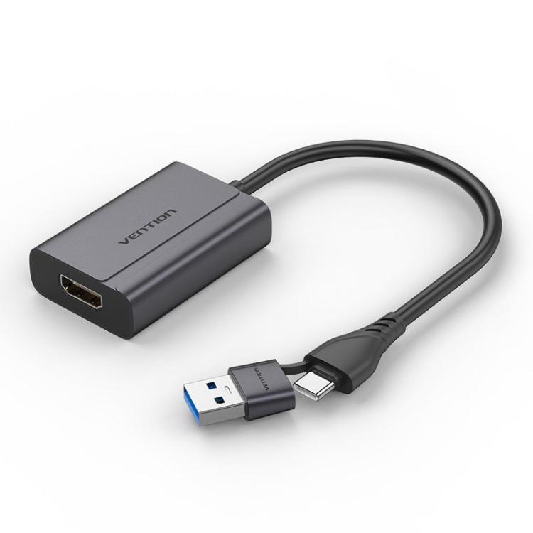 Vention - ACYHB cambiador de género para cable USB-C + USB-A HDMI Gris