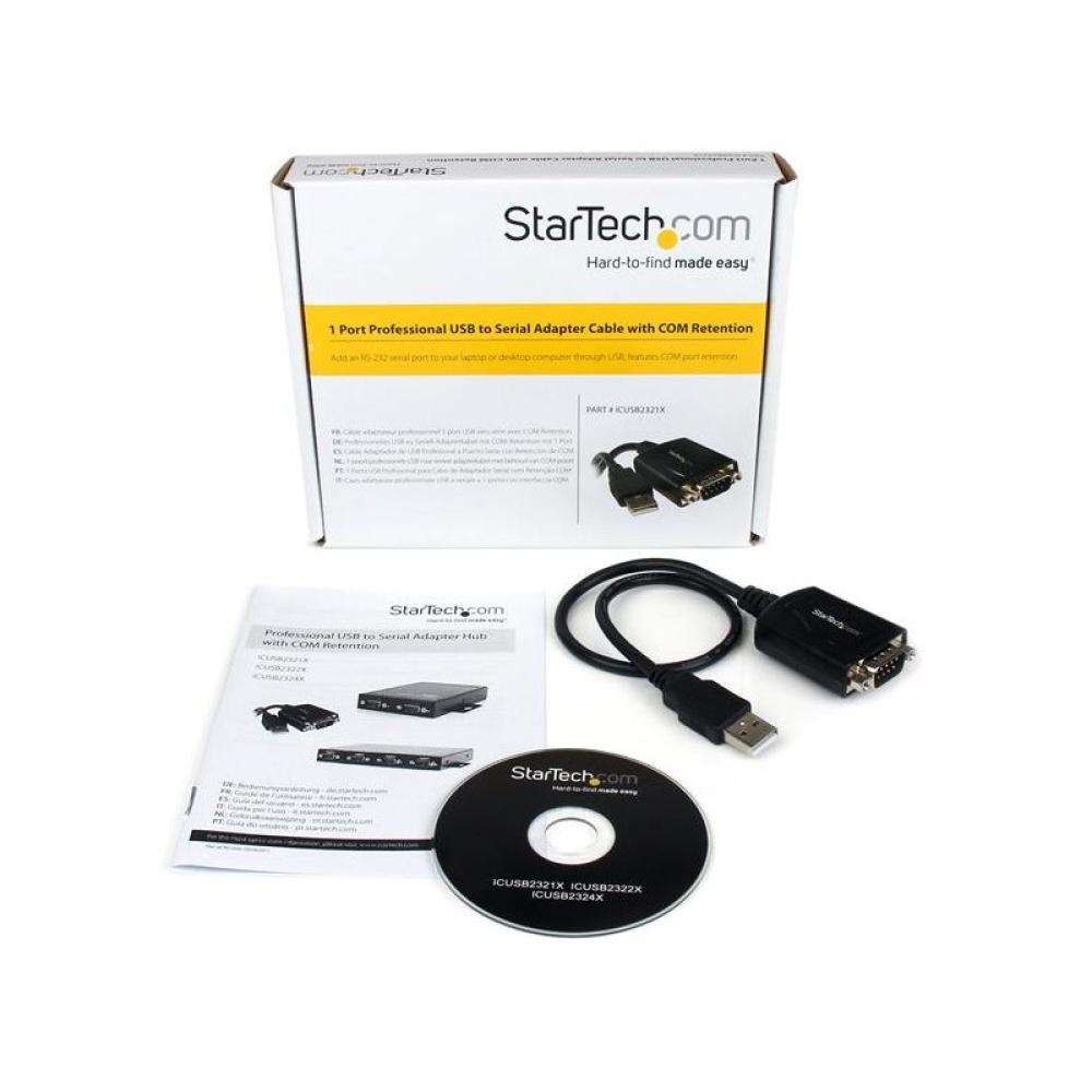 StarTech.com - Cable Profesional de 0,3m USB a Puerto Serie Serial RS232 DB9 con Retención del Puerto COM