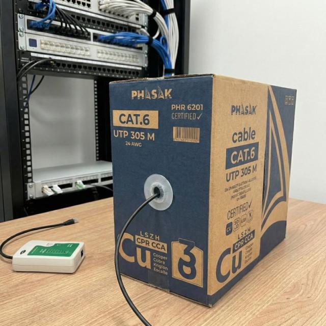 Phasak - Bobina de cable de red UTP Cat.6 cobre LSZH CPR Cca 305 m gris – PHR 6201