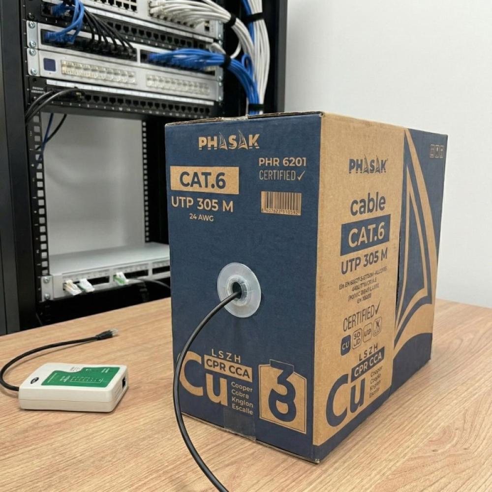Phasak - Bobina de cable de red UTP Cat.6 cobre LSZH CPR Cca 305 m gris – PHR 6201