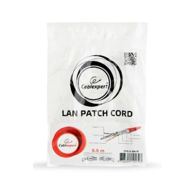 Gembird - PP6-0.5M/R cable de red Rojo 0,5 m Cat6 F/UTP (FTP)