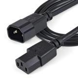 StarTech.com - Cable de 1m de Extensión de Alimentación, C14 a C13, 10A 125V, 18AWG, Alargador de Cable de Corriente de Ordenado