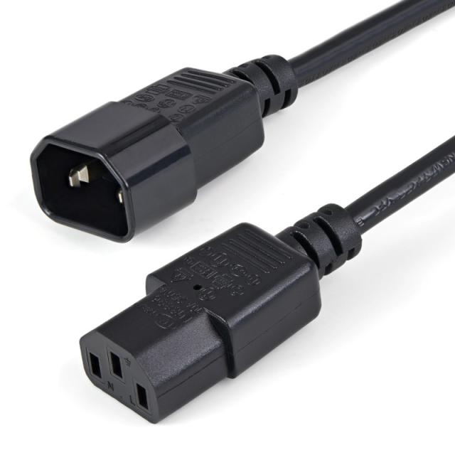 StarTech.com - Cable de 1m de Extensión de Alimentación, C14 a C13, 10A 125V, 18AWG, Alargador de Cable de Corriente de Ordenado