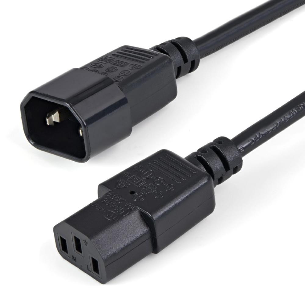 StarTech.com - Cable de 1m de Extensión de Alimentación, C14 a C13, 10A 125V, 18AWG, Alargador de Cable de Corriente de Ordenado