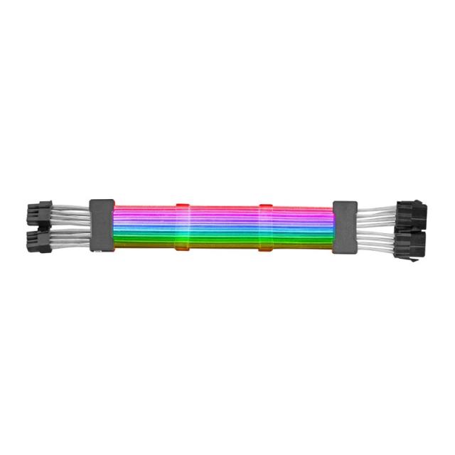 Mars Gaming - MCA-16, Cable Extensor ARGB 8+8pin PCIe para Tarjeta Gráfica, LEDs Ultrabrillantes, Compatibilidad Total, AWG18 de