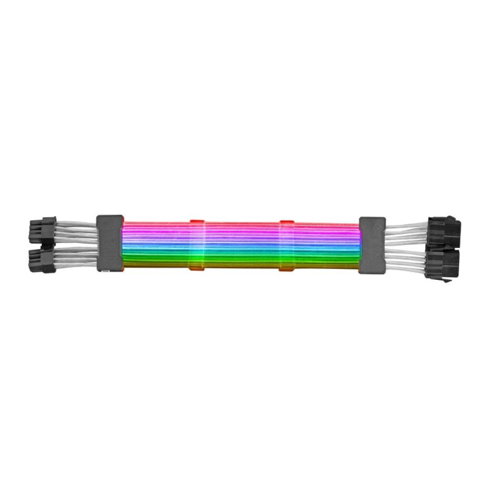 Mars Gaming - MCA-16, Cable Extensor ARGB 8+8pin PCIe para Tarjeta Gráfica, LEDs Ultrabrillantes, Compatibilidad Total, AWG18 de