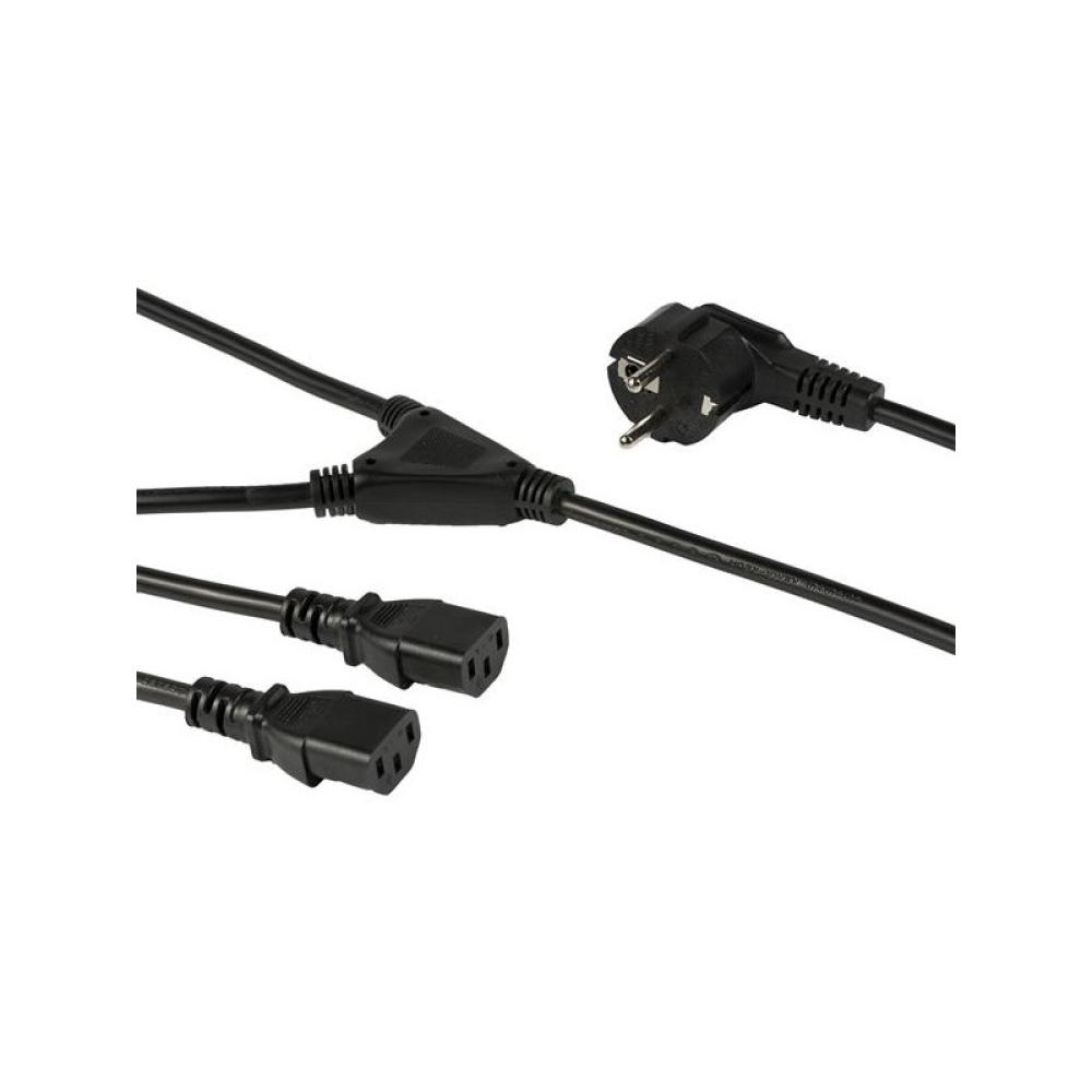 StarTech.com - Cable de 2m de Alimentación en Y para Ordenador, 18AWG, EU Schuko a 2x C13, 10A 250V, Cable de Alimentación de CA