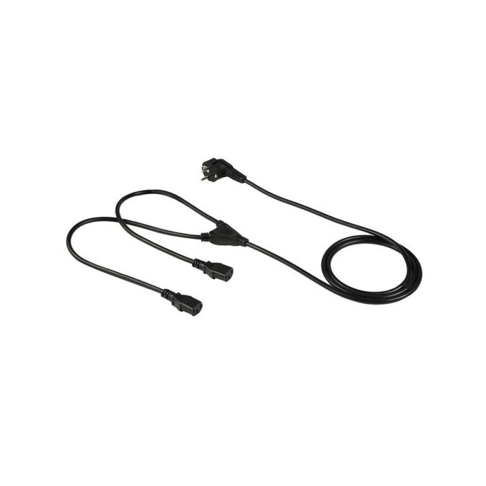 StarTech.com - Cable de 2m de Alimentación en Y para Ordenador, 18AWG, EU Schuko a 2x C13, 10A 250V, Cable de Alimentación de CA