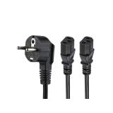 StarTech.com - Cable de 2m de Alimentación en Y para Ordenador, 18AWG, EU Schuko a 2x C13, 10A 250V, Cable de Alimentación de CA