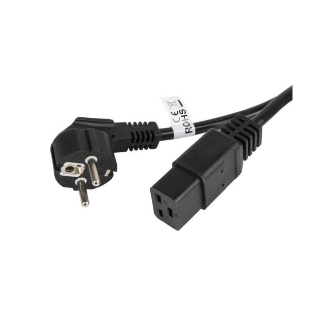 Lanberg - CA-C19C-10CC-0018-BK cable de transmisión Negro 1,8 m CEE7/7 C19 acoplador