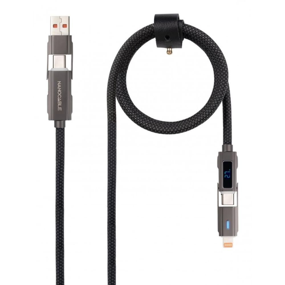 Nanocable - 10.01.2501 cable USB 1 m USB A/USB C USB C/Lightning Negro