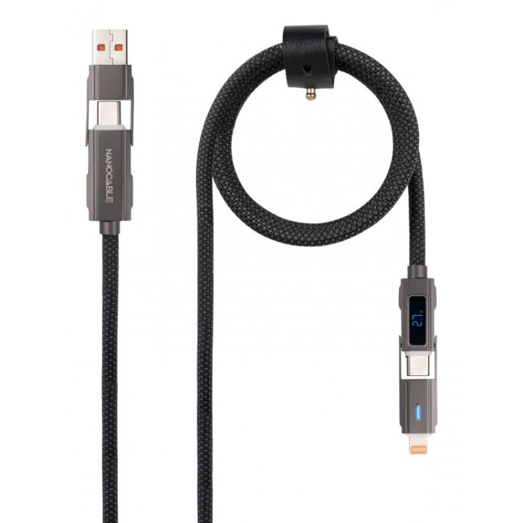 Nanocable - 10.01.2501 cable USB 1 m USB A/USB C USB C/Lightning Negro
