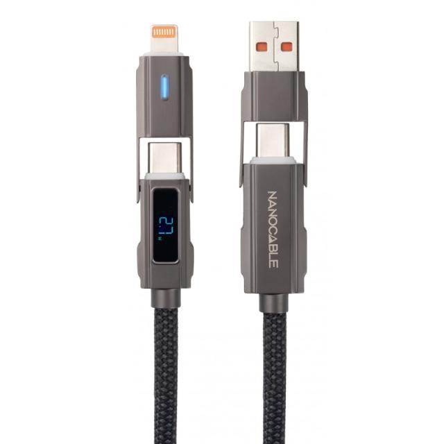 Nanocable - 10.01.2501 cable USB 1 m USB A/USB C USB C/Lightning Negro