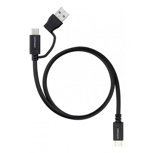 Nanocable - 10.01.4800 cable USB USB 3.2 Gen 2 (3.1 Gen 2) 0,5 m USB A/USB C USB C Negro