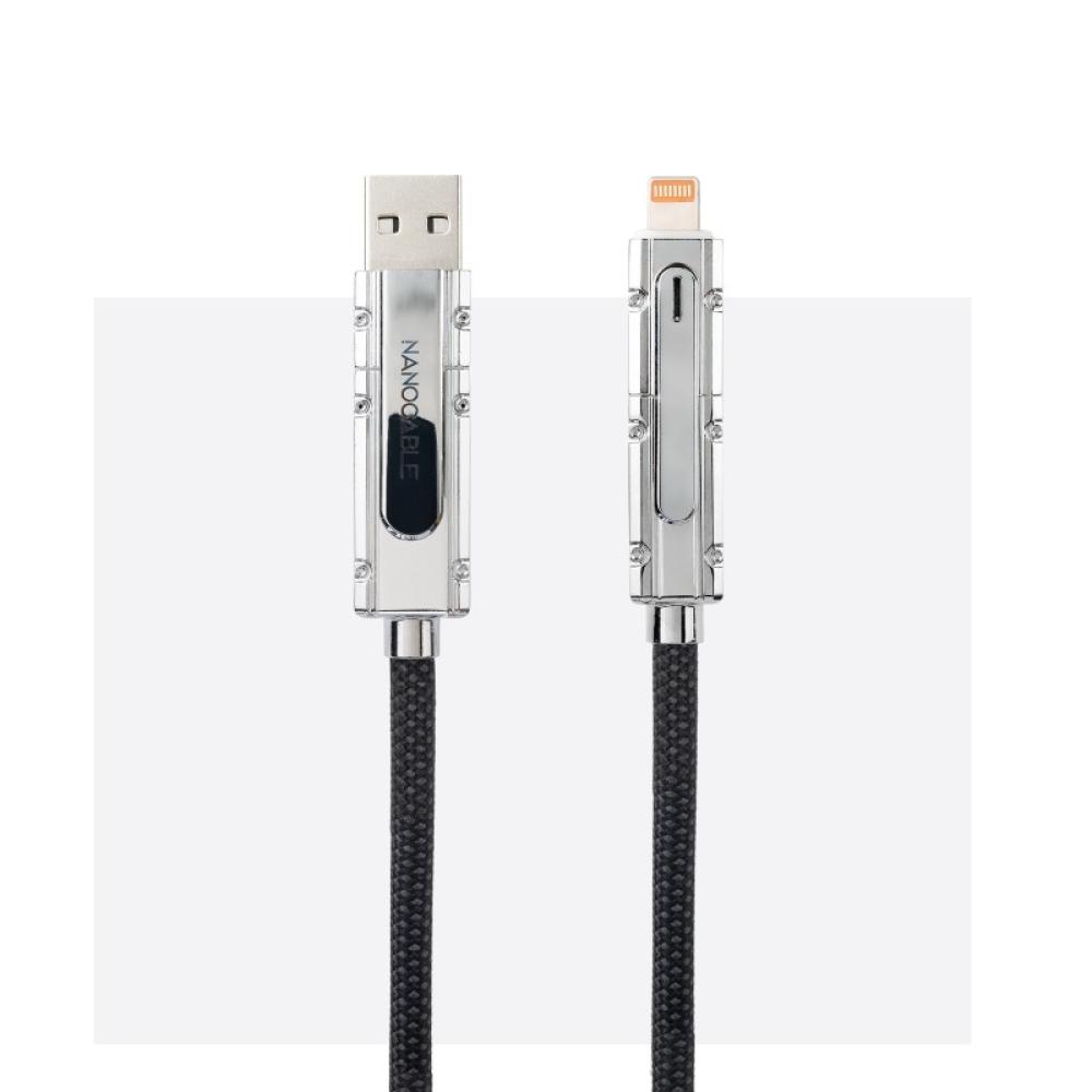 Nanocable - 10.01.2601 cable USB 1 m USB A/USB C USB C/Lightning Negro, Gris