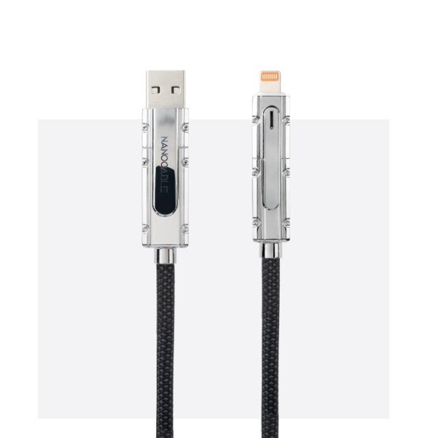 Nanocable - 10.01.2602 cable USB 2 m USB A/USB C USB C/Lightning Negro, Gris