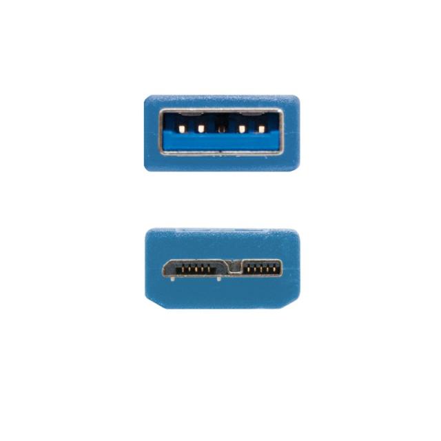 Nanocable - CABLE USB 3.0, TIPO A/M-MICRO B/M, AZUL, 1.0 M