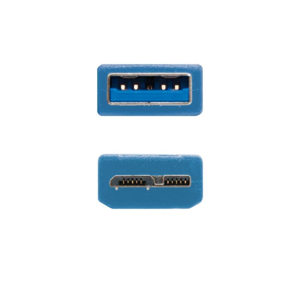 Nanocable - CABLE USB 3.0, TIPO A/M-MICRO B/M, AZUL, 1.0 M