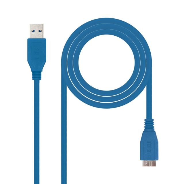 Nanocable - CABLE USB 3.0, TIPO A/M-MICRO B/M, AZUL, 1.0 M
