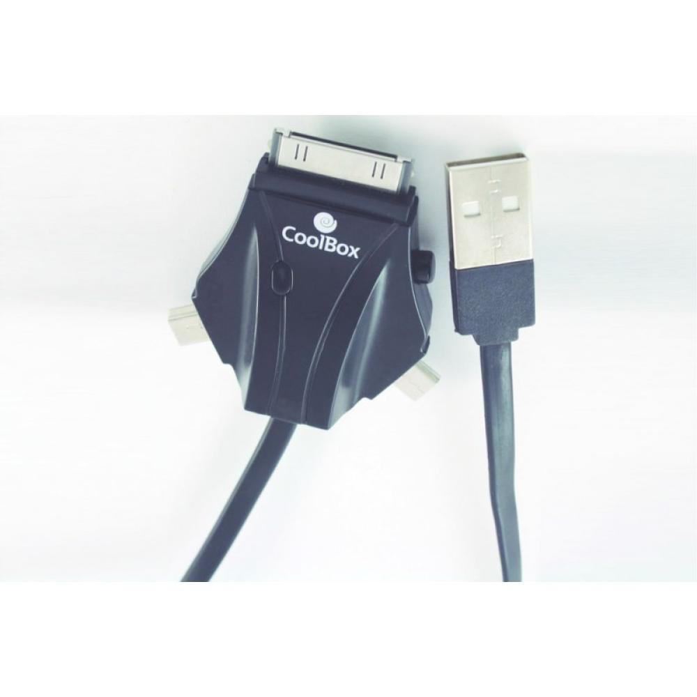 CoolBox - ACD 301 cable USB 1 m microUSB/miniUSB/Apple iPhone Negro
